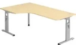 b&uuml;m&ouml; Schreibtisch Serie-O - Nachbildung Ahorn, Gestell: Silber, Gr&ouml;&szlig;e: