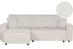 BELIANI 2-Sitzer Ecksofa Cremewei&szlig; Stoffbezug Cord mit Chaiselongue Rechts