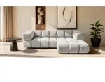 Ecksofa Designersofa BLANCHE in Stoff Puente Hellgrau Ottomane Rechts - Grau