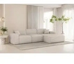 Ecksofa Designersofa CELES PREMIUM in Stoff Artico Creme Ottomane Rechts - Wei&szlig;