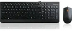 Lenovo 300, Volle Gr&ouml;&szlig;e (100%), USB, QWERTY, Schwarz, Maus enthalten - Schwarz