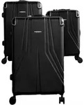 3 Tlg. Koffer-Set mit 4 R&auml;dern Hartschale mit Kantenschutz 360&deg; drehbar Schwarz