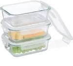 Relaxdays Glasbeh&auml;lter mit Deckel, 3er Set, 1040ml, Frischhaltedosen,