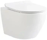 BELVIT Wand WC randlos, Wei&szlig; gl&auml;nzend, D-Form & 49 cm verk&uuml;rzt -...