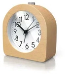 BEARWARE Wecker analog ohne Ticken &ndash; halbrund - Holz hell &ndash; Retro Design &ndash;