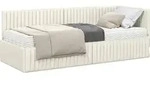 vidaXL Eckbettgestell mit Matratze mit Kopfteil 2 stk. Creme Samt - Creme