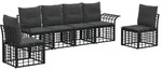vidaXL Outdoor-Sofagarnitur 6 Stk. Schwarz und Dunkelgrau Polyester - Schwarz