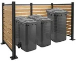 Alu M&uuml;lltonnen-Zaun MCW-K57, M&uuml;lltonnenverkleidung, Holzoptik erweiterbar