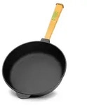 &Oslash;24cm 62mm hoch Gusseisenpfanne Gu&szlig;eisenpfanne mit Holzgriff Pfanne aus...