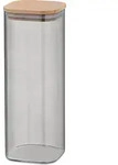 Vorratsglas - Borosilikatglas - 2000 ml - mit Holzdeckel - Grau/Braun