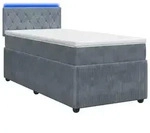 vidaXL Boxspringbett mit Matratze Dunkelgrau 80 x 200 cm Samt - Dunkelgrau