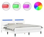 vidaXL Bettrahmen mit LED-Lichtleisten Wei&szlig; 200 x 200 cm Kunstleder - Wei&szlig;