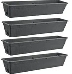4X Balkonkasten 100cm Blumenkasten mit Wasserspeicher Anthrazit / Grau, 25 L -