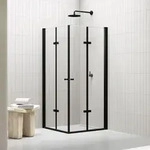 i-flair schwarze Faltt&uuml;r Duschkabine 100x120x190 cm aus durchsichtigem 6 mm