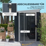Outsunny Metall Ger&auml;tehaus 2,6m2 128x193x181cm Ger&auml;teschuppen mit Pultdach -