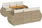 vidaXL 7-tlg. Garten-Sofagarnitur mit Kissen Beige Poly Rattan - Beige