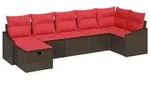 vidaXL Sofa Set mit Kissen mit Speicher Braun Poly-Rattan - Braun
