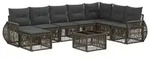 vidaXL Gartensofa-set 9 stk. Grau und Dunkelgrau Poly-Rattan - Grau
