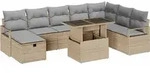 vidaXL Gartensofa-set 9 stk. Poly-Rattan - Beige