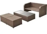 vidaXL 4-tlg. Garten-Lounge-Set mit Auflagen Poly Rattan Braun - Braun