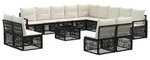 vidaXL Gartensofa-set 14 stk. Schwarz Poly-Rattan - Schwarz