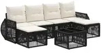 vidaXL Gartensofa-set 7 stk. Schwarz und Cremewei&szlig; Poly-Rattan - Schwarz
