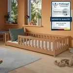 Kinderbett Bodenbett 90x200 cm mit Rausfallschutz, Matratze & Lattenrost...