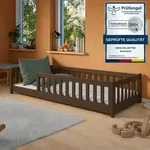 Kinderbett Bodenbett 80x160 cm mit Rausfallschutz, Matratze & Lattenrost...