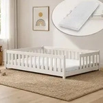 Kinderbett Bodenbett mit Rausfallschutz Lattenrost und Matratze Montessori Bett...