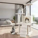 Mucola Kratzbaum Beige Katzenkratzbaum 121cm Katzenhaus Kletterbaum Katzens&auml;ule