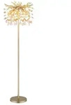 LED Stehleuchte, Metall, Kristall, Gold, H 155 cm - Gold