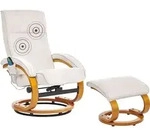 BELIANI Massagesessel Hellbeige Stoffbezug mit Fu&szlig;hocker Heizfunktion...