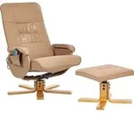 BELIANI Massagesessel Hellbraun Kunstleder Gesteppt mit Fu&szlig;hocker Heizfunktion