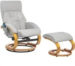 BELIANI Massagesessel Hellgrau Kunstleder mit Fu&szlig;hocker Heizfunktion Timer