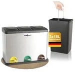 MAXCRAFT M&uuml;lleimer / Treteimer mit 3 Beh&auml;ltern - 54 Liter (3 x 18 Liter) -...