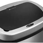 Juskys Automatik M&uuml;lleimer mit Sensor 70L rechteckig - elektrischer Deckel - Silber