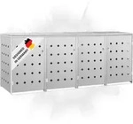 DELUKE&reg; 4er M&uuml;lltonnenbox SOGI Edelstahl | 276x115x77,5cm silber 