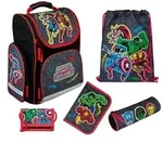 Schultasche Avengers Jungen 1. Klasse, Schulranzen Superhelden Schwarz mit Zubeh&ouml;r -