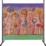 Paravent Outdoor Wetterfest 180 x 178 cm Retro Flowers | Raumteiler Stellwand Innen 