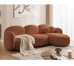 Nuvola - Moderne Ecksofa L-Form aus Terrakotta Boucl&eacute;-Stoff mit abgerundetem...