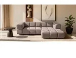 Ecksofa Designersofa BLANCHE in Stoff Puente Aubergine Ottomane Rechts - Violett