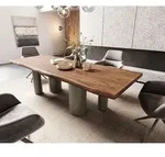 DELIFE Esstisch Edge 260x100 XL Akazie Braun Pilier Metall Effektfinish Titan