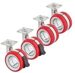 SOTECH M&ouml;belrolle D&uuml;sseldorf &Oslash; 75 mm chrom/rot &ndash; 2x Lenkrollen, 2x...