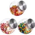 Relaxdays Bonbongl&auml;ser, 3er Set, 1,5 L, Vorratsgl&auml;ser f&uuml;r S&uuml;&szlig;igkeiten,