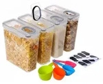 Relaxdays Vorratsdosen 4er Set, mit Deckel, luftdicht, M&uuml;slidose 3,7L, mit...