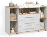 Wickelkommode Livinity Torino Wei&szlig;/Goldkraft Eiche mit 3 Schubladen, Model...