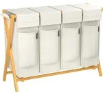 AdelDream W&auml;schekorb 4 F&auml;cher,200 L Bambus | W&auml;schesammler f&uuml;r...