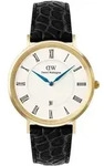 Klassischer schwarzer Krokodilbauch G mit 40 r&ouml; mischen Ziffern DW00100915 - Schwarz