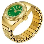 ICE-WATCH &ndash; Chouchou Gold Olive &ndash; Goldene Damen-Ringuhr mit dehnbarem Edelstahla