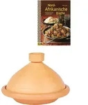 Marokkanische Tajine Topf zum Kochen + Kochbuch | Schmortopf Unglasiert Tuareg...